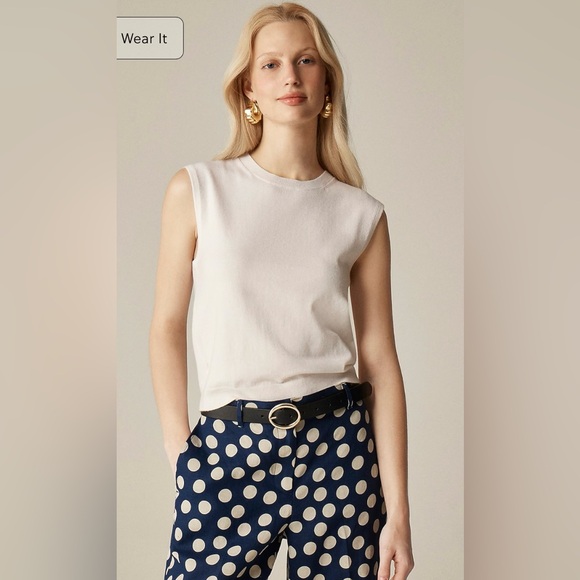 J.Crew Featherweight cashmere-blend cropped sweater shell in jet black - Picture 3 of 11